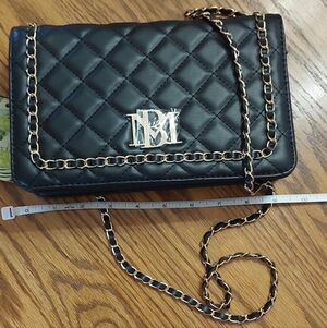NWT Bagdley Mischka Vegan Leather Big Diamond Quilting Crossbody Braided Chain
